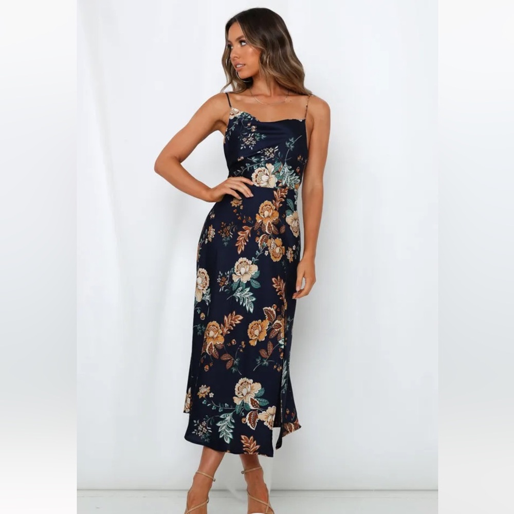 Atlas Maxi Dress Navy Sz L NWT